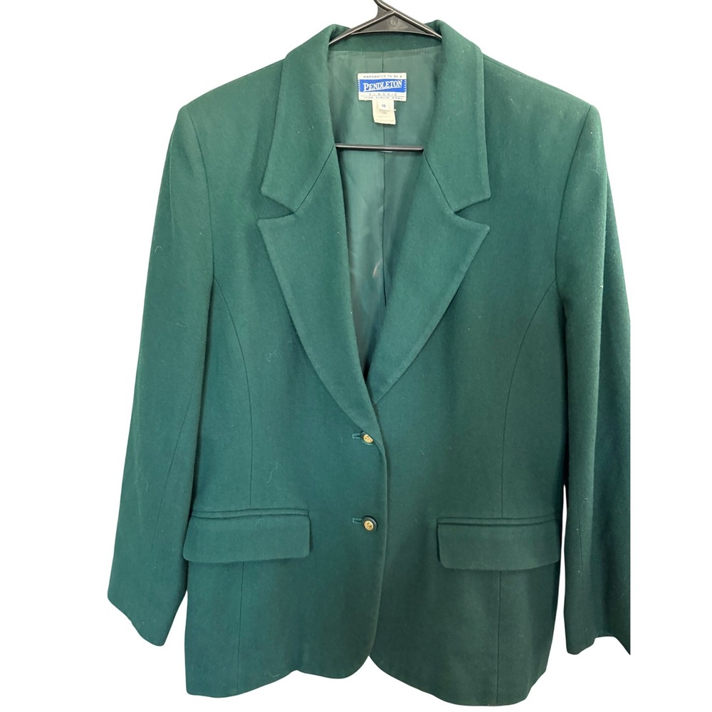 VTG 80s 90s Pendleton Virgin Wool Blazer 10 Green Classic Career Business Preppy